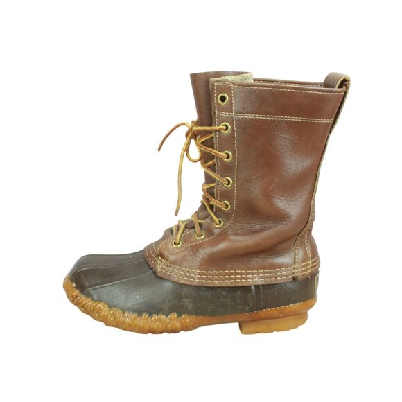 Vintage LL Bean Unlined Mid Calf Maine Hunting Shoe Duck Boots Leather 5 W - Picture 1 of 10